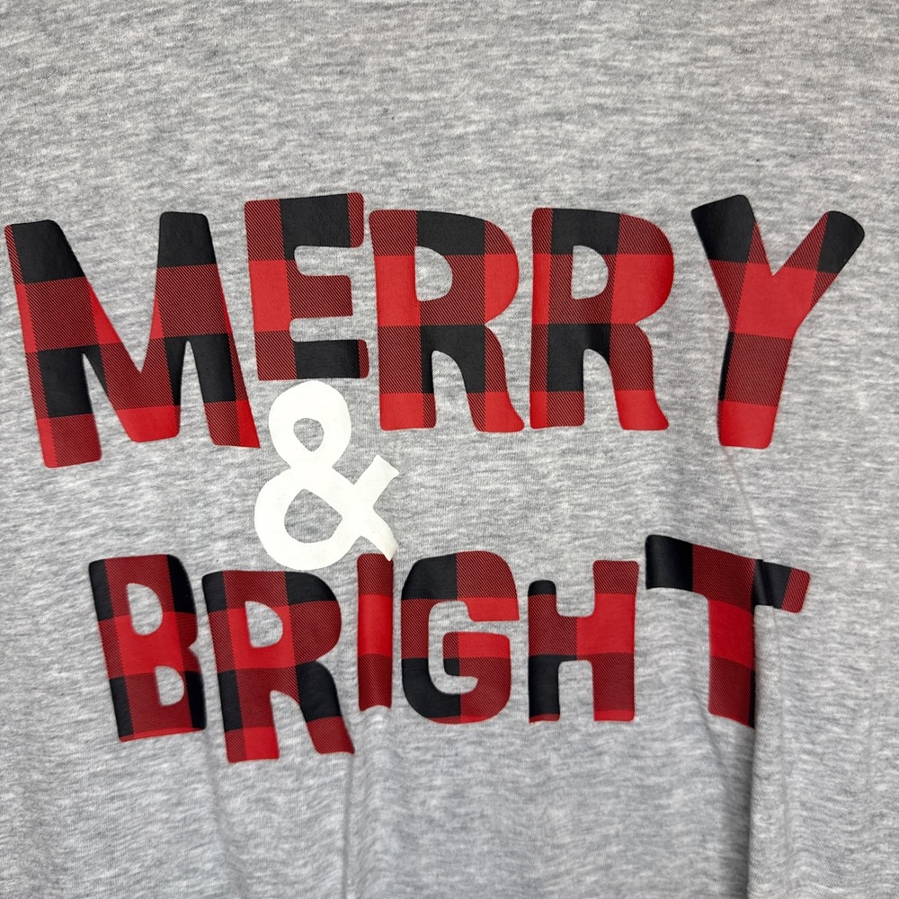 Merry & Bright Plaid Gray Graphic Tee